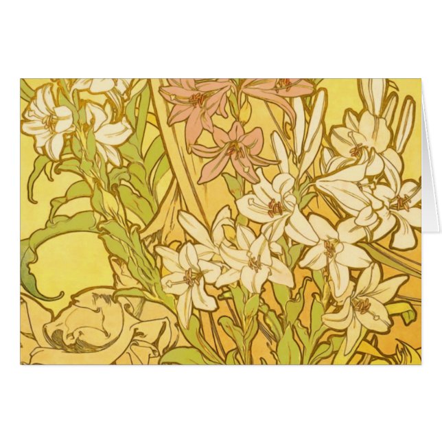 Alfonse Mucha Art Nouveau lily flowers (Front Horizontal)