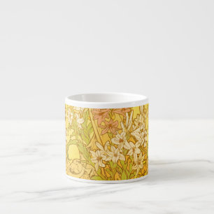 Alfonse Mucha Art Nouveau lily flowers Espresso Cup