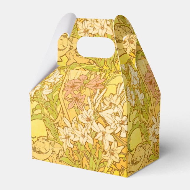 Alfonse Mucha Art Nouveau lily flowers Favour Box (Front Side)