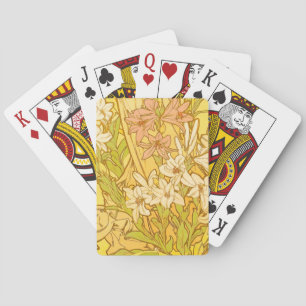 Alfonse Mucha Art Nouveau lily flowers Playing Cards
