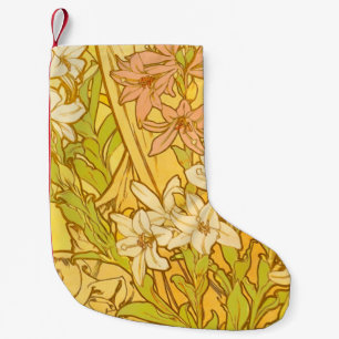 Alfonse Mucha Art Nouveau lily flowers Small Christmas Stocking