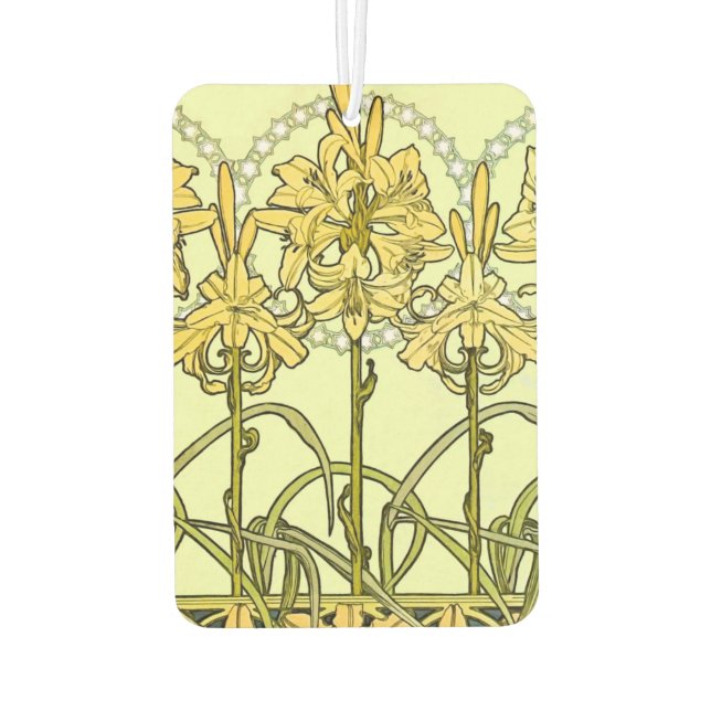 Alfonse Mucha Art Nouveau lily pattern classic Car Air Freshener (Back)
