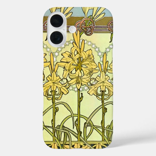 Alfonse Mucha Art Nouveau lily pattern classic Case-Mate iPhone Case (Back)
