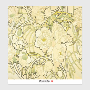 Alfonse Mucha Art Nouveau Peonies Botanical Art