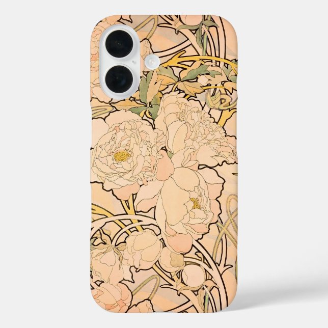 Alfonse Mucha Art Nouveau Peonies Case-Mate iPhone Case (Back)
