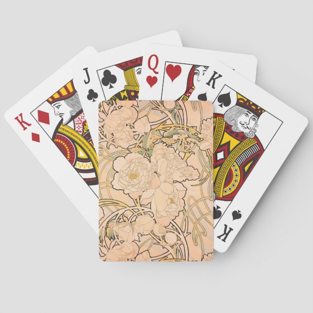 Alfonse Mucha Art Nouveau Peonies Playing Cards (Back)