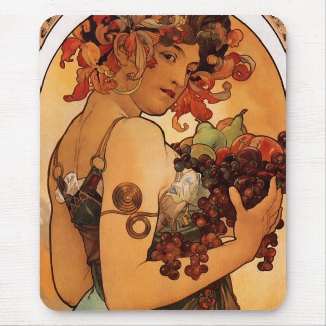 Alfonse Mucha Fruit Mouse Mat (Front)
