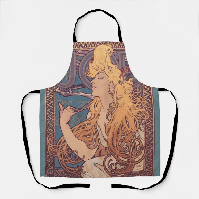 Alfonse Mucha Job Art Nouveau woman Apron (Front)