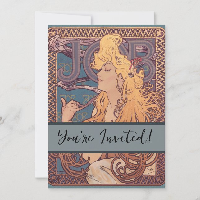 Alfonse Mucha Job Art Nouveau woman Invitation (Front)