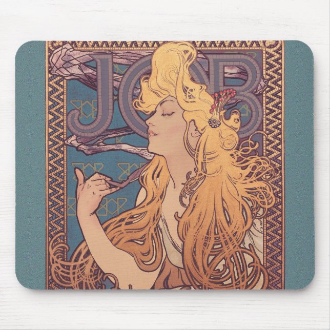 Alfonse Mucha Job Art Nouveau woman Mouse Mat (Front)