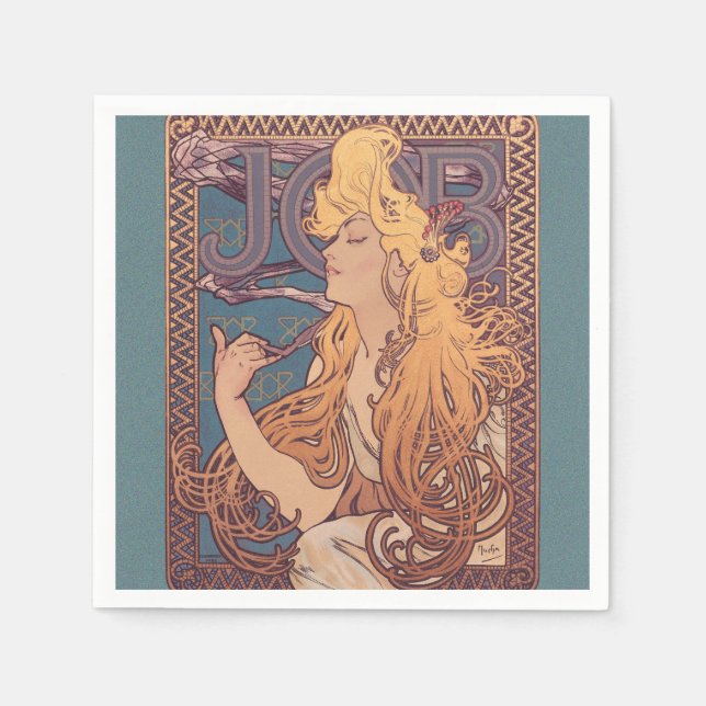 Alfonse Mucha Job Art Nouveau woman Napkin (Front)