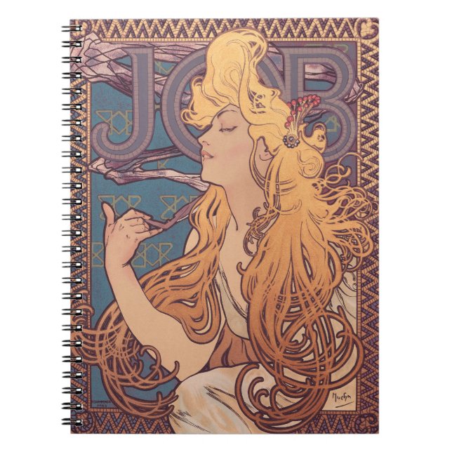 Alfonse Mucha Job Art Nouveau woman Notebook (Front)