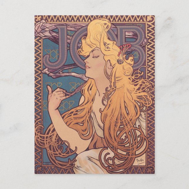 Alfonse Mucha Job Art Nouveau woman Postcard (Front)