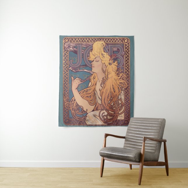 Alfonse Mucha Job Art Nouveau woman Tapestry (In Situ)