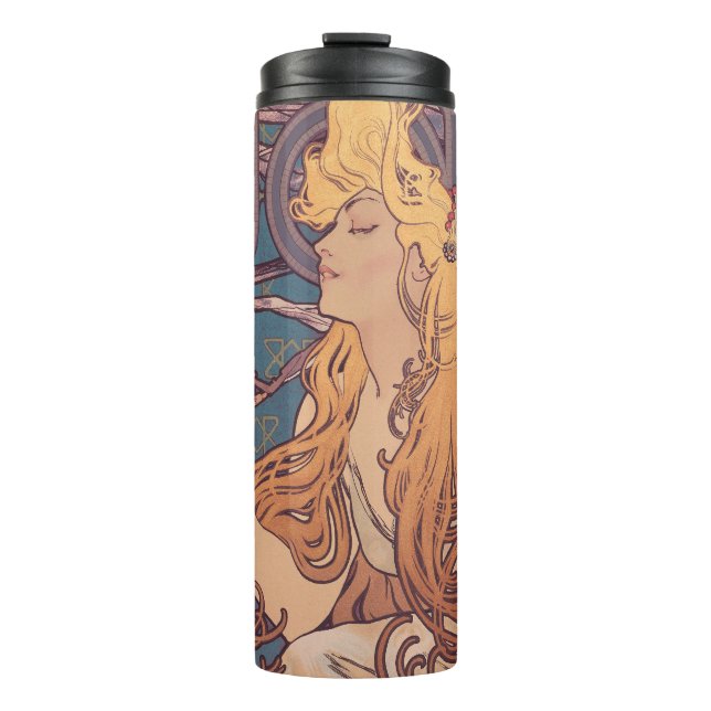Alfonse Mucha Job Art Nouveau woman Thermal Tumbler (Front)
