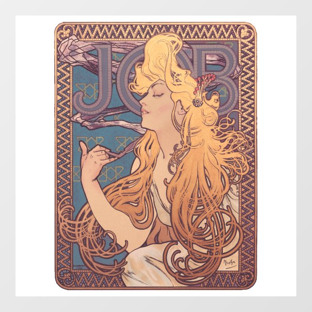 Alfonse Mucha Job Art Nouveau woman Window Cling (Sheet)