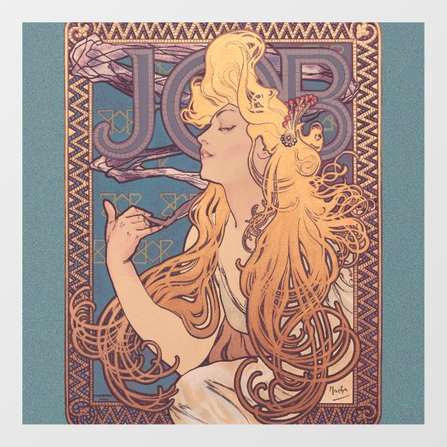 Alfonse Mucha Job Art Nouveau woman Window Cling (Sheet)