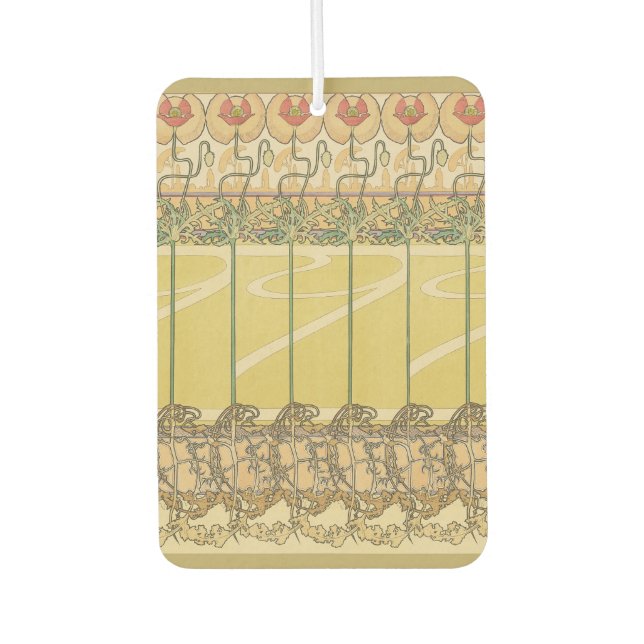 Alfonse Mucha Poppies Art Nouveau Floral Wallpaper Car Air Freshener (Front)