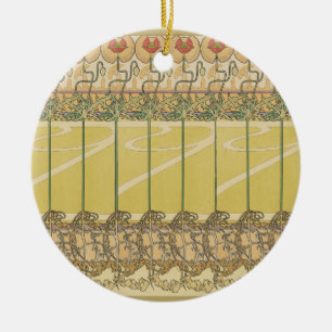 Alfonse Mucha Poppies Art Nouveau Floral Wallpaper Ceramic Tree Decoration