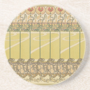 Alfonse Mucha Poppies Art Nouveau Floral Wallpaper Coaster