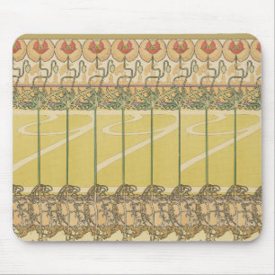 Alfonse Mucha Poppies Art Nouveau Floral Wallpaper Mouse Mat