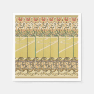 Alfonse Mucha Poppies Art Nouveau Floral Wallpaper Napkin