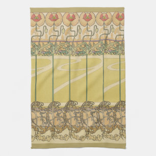 Alfonse Mucha Poppies Art Nouveau Floral Wallpaper Tea Towel