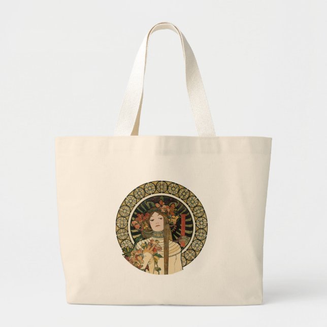 Alfonse Mucha Trappistine Nouveau Large Tote Bag (Front)