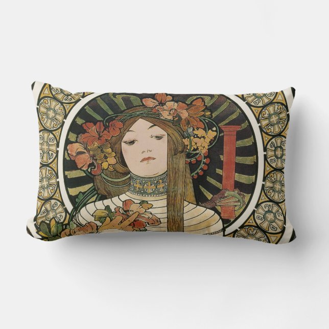 Alfonse Mucha Trappistine Nouveau Lumbar Cushion (Front)