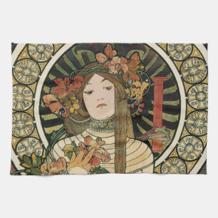 Alfonse Mucha Trappistine Nouveau Tea Towel