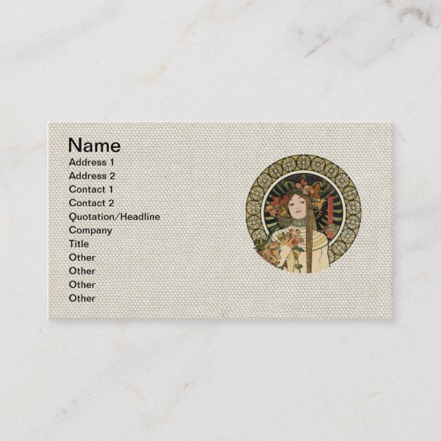 Alfonse Mucha Trappistine Nouveau Vintage Poster Business Card (Front)