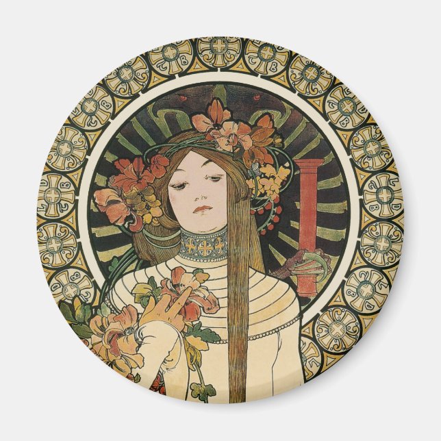 Alfonse Mucha Trappistine Nouveau Vintage Poster Magnet (Front)