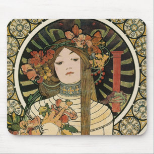 Alfonse Mucha Trappistine Nouveau Vintage Poster Mouse Mat