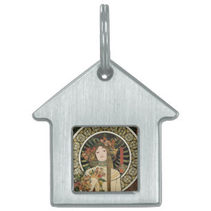 Alfonse Mucha Trappistine Nouveau Vintage Poster Pet Name Tag