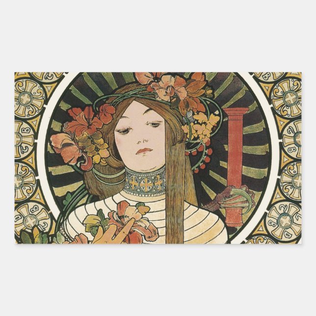Alfonse Mucha Trappistine Nouveau Vintage Poster Rectangular Sticker (Front)