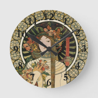 Alfonse Mucha Trappistine Nouveau Vintage Poster Round Clock