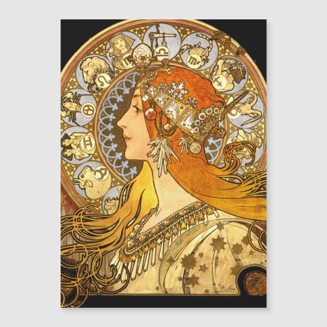 Alfonse Mucha Zodiac Art Nouveau Woman (Front)