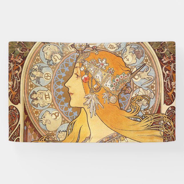 Alfonse Mucha Zodiac Art Nouveau Woman Banner (Horizontal)
