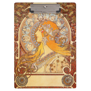 Alfonse Mucha Zodiac Art Nouveau Woman Clipboard