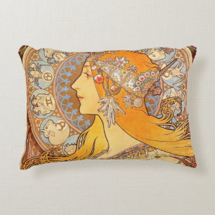 Alfonse Mucha Zodiac Art Nouveau Woman Decorative Cushion