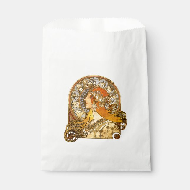 Alfonse Mucha Zodiac Art Nouveau Woman Favour Bags (Front)