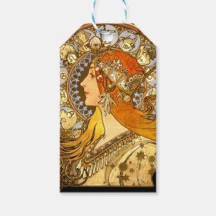 Alfonse Mucha Zodiac Art Nouveau Woman Gift Tags