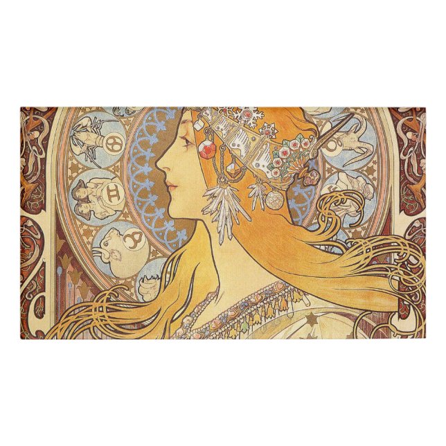 Alfonse Mucha Zodiac Art Nouveau Woman Name Tag (Front)