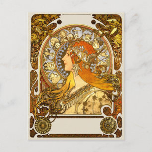 Alfonse Mucha Zodiac Art Nouveau Woman Postcard
