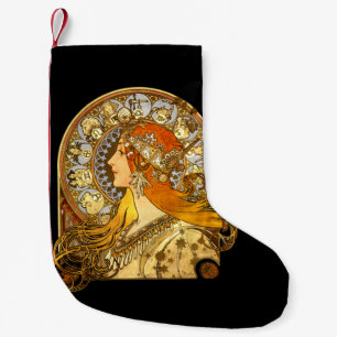 Alfonse Mucha Zodiac Art Nouveau Woman Small Christmas Stocking