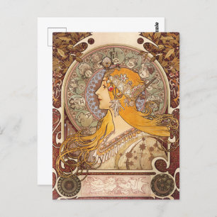 Alfonse Mucha Zodiac Woman Art Nouveau Postcard