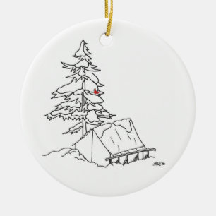 Alford Lake Camp Snowy Tent Ornament