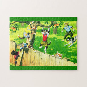 Alfred Mainzer cats climbing an apple tree Jigsaw Puzzle
