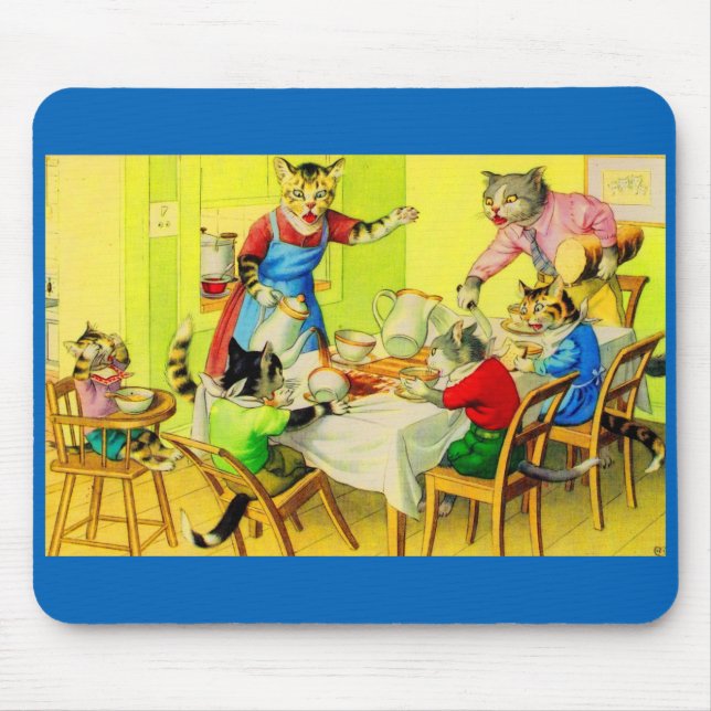 Alfred Mainzer cats Dinner Disaster Mouse Mat (Front)