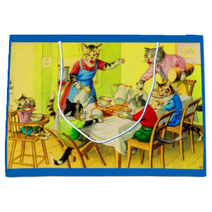 Alfred Mainzer cats Dinner Disaster print Large Gift Bag